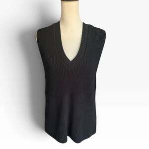 Talbots Sweater Vest Sleeveless Large Black